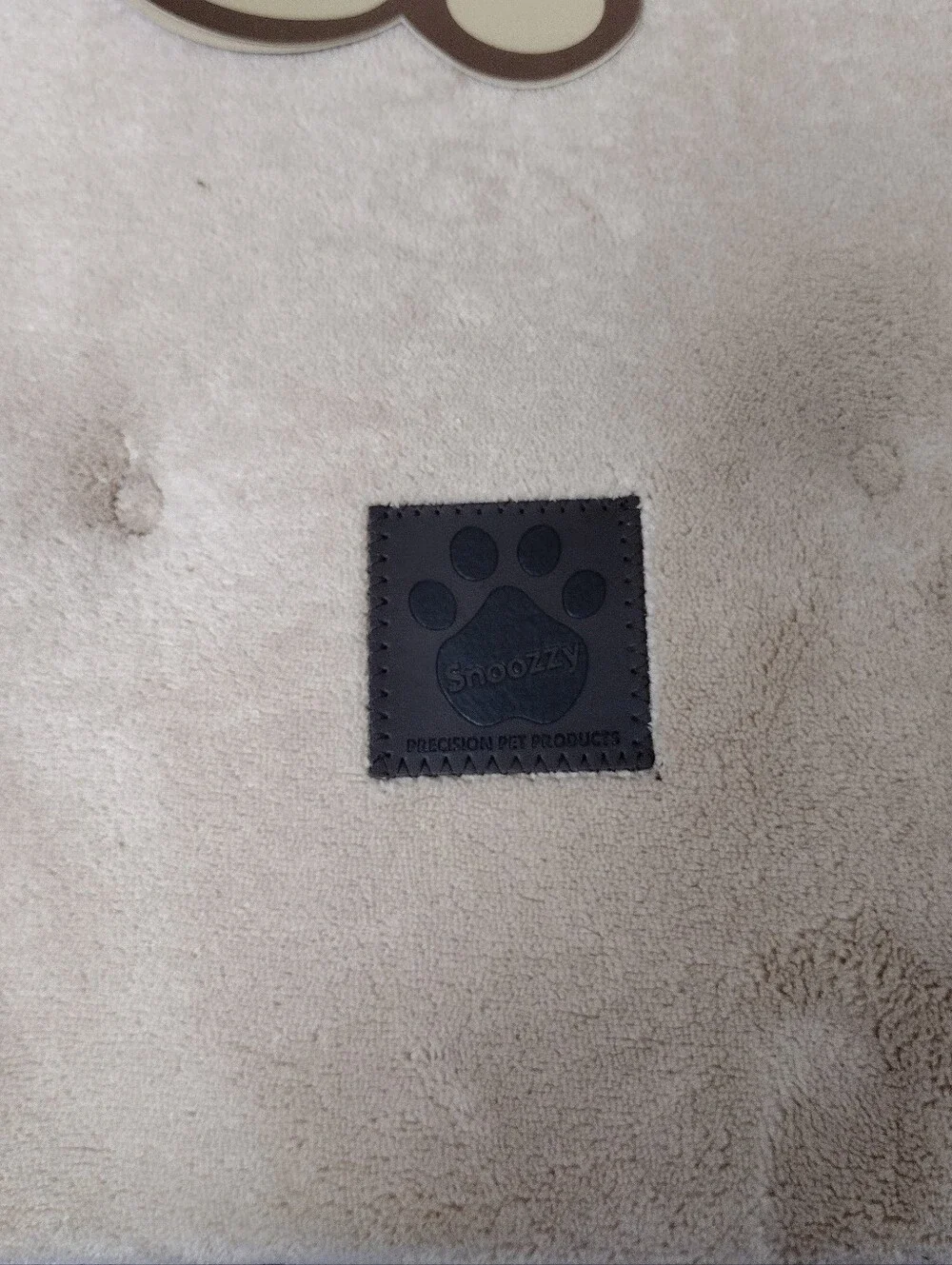 Plush Beige Pet Bed Mat with Paw Patch